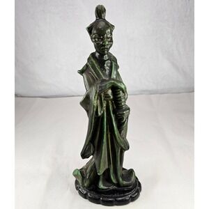 Vintage Asian Oriental Sage‎ Figurine Green Statue Sculpture Decor